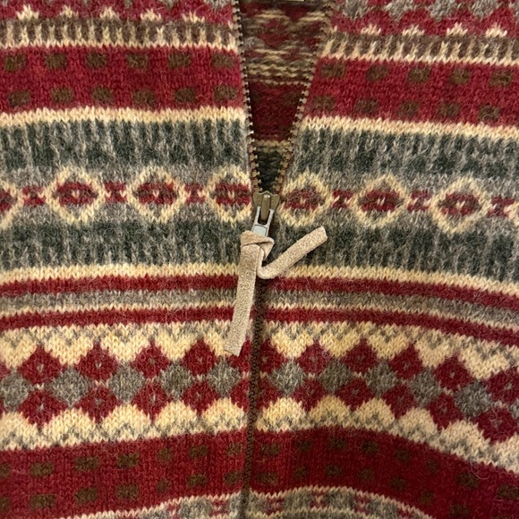L.L. Bean Women's Festive Red and Green Cardigan - Picture 3 of 3